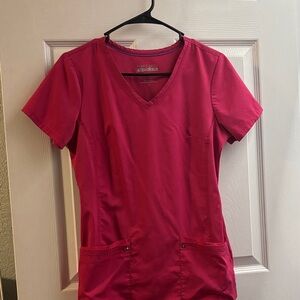Healing Hands Fuchsia Short Sleeve V-Neck Top